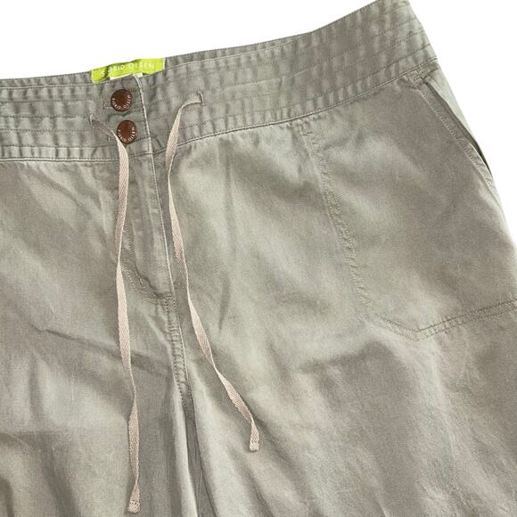 Sigrid Olsen Pants Womens Tan 100% Linen Blend  Capri Front Tie Poet Crop 14 P - Picture 4 of 12